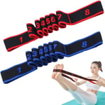 2-pack 8-sektioners elastiska yogaband, justerbart stretchbälte för yoga pilates yoga fitness kroppsbyggnadsutrustning