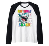 Baby Cute Shark Birthday Boy Girl 6 Year Old - Six Six Raglan Baseball Tee