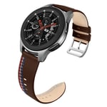 Samsung Galaxy Watch 3 (45mm) / Watch (46mm) klockarmband i äkta läder med sömnadsdesign - Choklad Brun