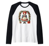 Raggedy Ann Christmas Wreath and Presents Raglan Baseball Tee