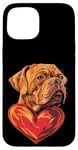 Coque pour iPhone 15 Saint-Valentin Dogue de Bordeaux