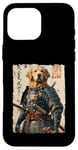 Coque pour iPhone 16 Pro Max Samurai Dog Warrior Japanese Ukiyo-e Œuvre d'art Chien Samouraï