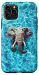 Coque pour iPhone 11 Pro Éléphant amusant dans l'eau de la piscine pour nager maman papa enfants