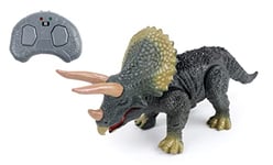 Technobot - Dinosaure Tricératops - Sonore et Lumineux - Commande Infrarouge - Portée 10 m - 088363 - Gris - 25 cm - Plastique - Piles Incluses - À Partir de 4 Ans