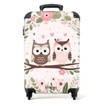 NoBoringSuitcases.com Valise Enfant, Valise Cabine, Valise Enfant Fille, Bagages Enfant, Valise Enfant Roulette, Valise pour Enfant, Valise Cabine Fille, Valise Cabine 55x35x25cm (Hiboux - Vert)