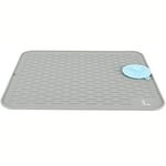 Extra Large Tapis Egouttoir Vaisselle avec Éponge Brosse Silicone Vaisselle, Tapis de Séchage Vaisselle en Silicone, Dessous de plat, Accessoire de cuisine Résistant à la chaleur, 54×46 cm (Gris)