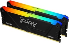 64 GB (2x32GB) DDR4-3200 Kingston FURY Beast RGB CL16 - Svart