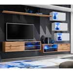 Ensemble Meuble TV "Switch XXIV" 250cm Naturel & Blanc