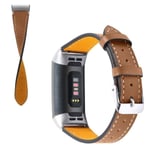 Fitbit Charge 4 / 3 genuine leather watch band - Brown Brun