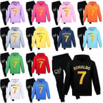 Barn Pojkar Ronaldo 7 Tryckt Avslappnad Hoodie Tracksuit Set Huvtröja Topp Byxor Dräkt 2-14 år 150CM 11-12Y Red