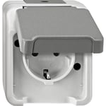 Prise électrique - MERTEN - 4074944 AQUASTAR - Gris clair - IP44 - Bornes sans vis