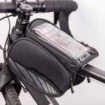 Waterproof bicycle frame bag with a removable phone case, Black