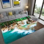 (12-60x90cm 24x36 tuumaa) Luonnonmaisema 3D-matto olohuoneeseen Green Forest Waterfall Maisemamatto Makuuhuoneen Liukumaton matto kylpyhuoneessa Suuri