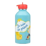 Gourde enfant Acier inoxydable DRAEGER PARIS - Facile à nettoyer - gourde réutilisable - Idéale pour parc, école - Contenance 300ml - 17 cm x 6,5 cm - Bleu - Message inscrit : Je Suis Un Prince