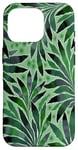 Coque pour iPhone 16 Pro Feuille Design Fougère Abstrait Nature Motif Sarcelle Vert