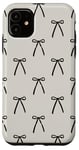 Coque pour iPhone 11 Esthétique Berce de Ruban Noir Sur Motif de Ruban Beige