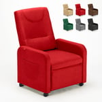 Fauteuil relax inclinable en tissu avec roulettes et repose-pieds Beautiful Couleur: Rouge