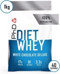 PhD - Diet Whey protein powder, White Chocolate Deluxe, Low sugar, Low Fat, 1KG