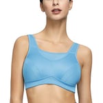 Deyllo Soutien-Gorge Sport Grand Maintien Running Grande Taille Minimiseur sans Armatures Non Rembourré (Bleu, 105C)