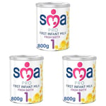 SMA PRO First Infant Baby Milk Powder Formula - From Birth | 800g (Pack of 3)