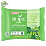 Simple biodegradable Exfoliating Face Wipes cleansing wipes  20 wipes