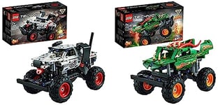 LEGO 42150 Technic Monster Jam Monster Mutt Dalmatian & 42149 Technic Monster Jam Dragon Monster Truck Toy for Boys and Girls, 2in1 Racing Pull Back Car Toys