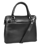 Womens Leather Small Tote Cross Body Shoulder Everyday Bag Everly Black