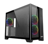 SaharaGaming P480TB-P RGB ATX Boîtier PC (4 Ventilateurs ARGB Pirate 12 cm, Gestion des câbles, hub de Ventilateur 10 Ports, PWM, Sync) Noir