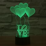 3D visuell glödlampa Optisk illusion Färgglad LED Touch-bordslampa Romantisk semesternattlampa Baymax Love Heart Bordslampa