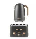 Salter Grey Pebble Kettle & 2-Slice Toaster Set, 1.7L, Fast Boil, Wide Slots