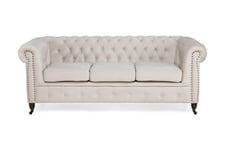 Chesterfield Deluxe Fløyelsofa 3-seters - Beige / Lys Velour sofa & fløyel Hvit,Beige Manor House