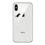 Coque Silicone IPHONE X Max Chat Fun APPLE Cat Noir Joue Pomme Transparente Protection Gel Souple - Neuf