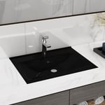 Lavabo, Vasque de luxe, Evier, Bac à laver avec trou de robinet noir mat 60x46 cm céramique pwfn54354 Maisonchic