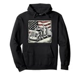 Semi-Trailer Trucker Big Rig American Flag Truck Driver Pullover Hoodie