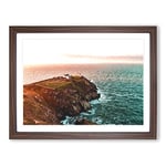 Howth Beacon In Dublin Ireland Modern Art Framed Wall Art Print, Ready to Hang Picture for Living Room Bedroom Home Office Décor, Walnut A3 (46 x 34 cm)