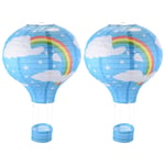 2Pcs 14x12in Rainbow Rainbow Hot Air Balloon Paper Lantern, Blue