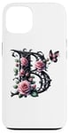 Coque pour iPhone 13 Letter B Initial Floral Monogram Rose Pink Flower Butterfly