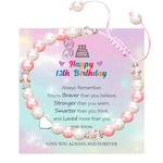 DOA 13 Year Old Girl Birthday Gift Adjustable Natural Stone Beads Bracelet Present for 6th 7th 8th 9th 10th 11th 12th 13th Daughter Granddaughter Sister Friend with Gift Card & Box