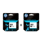 2 Genuine HP 301 Ink Cartridges Black For HP Envy 5530 4500 2540 5532 CH561EE