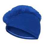 Aqua Speed Serviette de séchage pour cheveux - Turban à séchage rapide - Bonnet de sauna pour femme - Bleu - Serviette de sauna avec bouton - Pour femme