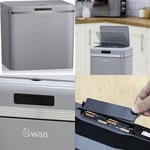 Swan SWKA4500GRN Retro Kitchen Bin with Infrared Technology, Square, Grey 