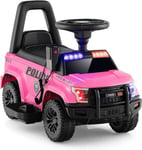 Voiture de Police électrique Enfants Voiture électrique à Batterie de 6V avec Mégaphone Sirène Lumières Jouet électrique Rose