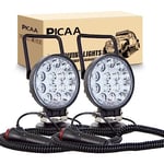 PICAA 2PCS 4 pouces 42W carré Portable LED lumière de travail Flood base magnétique 12V 24V 6000K LED Conduite Lumière Feux de Recherche pour Voiture Hors Route Camion 4x4 SUV ATV Tracteurs