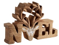 Christmas Reindeer Stag NOEL Wooden Free Standing Ornament Decoration