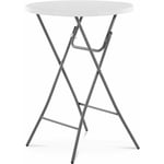 Mange-debout pliant 110 cm table de bistrot ronde pliante pliable (plateau : ø 80 cm, hauteur : 110 cm, capacité de charge : 100 kg, coloris : blanc)