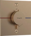 hansgrohe ShowerSelect Comfort E - Mitigeur thermostatique incl. combinaison de sécurité intégrée, Robinet encastré, arrêt de sécurité (SafetyStop) à 40°C, Thermostat carré, 2 sorties, Bronze brossé