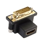 Cablecc Câble adaptateur à 90 degrés coudé vers le bas DVI mâle vers HDMI femelle pivotant pour ordinateur, HDTV et carte graphique