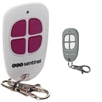 SCS Sentinel - AAM0084 - Télécommande de Portail 4 Canaux avec Code Secret Tournant - Fréquence d'Émission 433,92 MHz - 2 Piles Lithium CR2016 - ControlGate Fuchsia & AAM0049 - Télécommande de