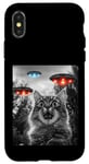 Coque pour iPhone X/XS Maine Coon Cat Selfie avec Alien OVNI Homme, Femme, Enfant