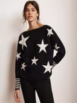 Mint Velvet Star Motif Jumper, Black/White